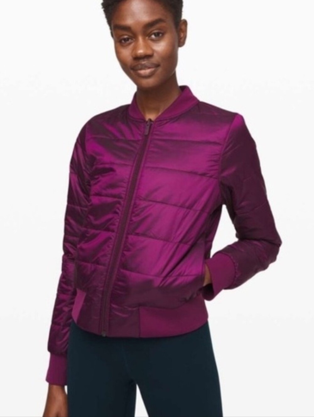 Lululemon NonStop Reversible Bomber Jacket In Ripened Raspberry- EUC